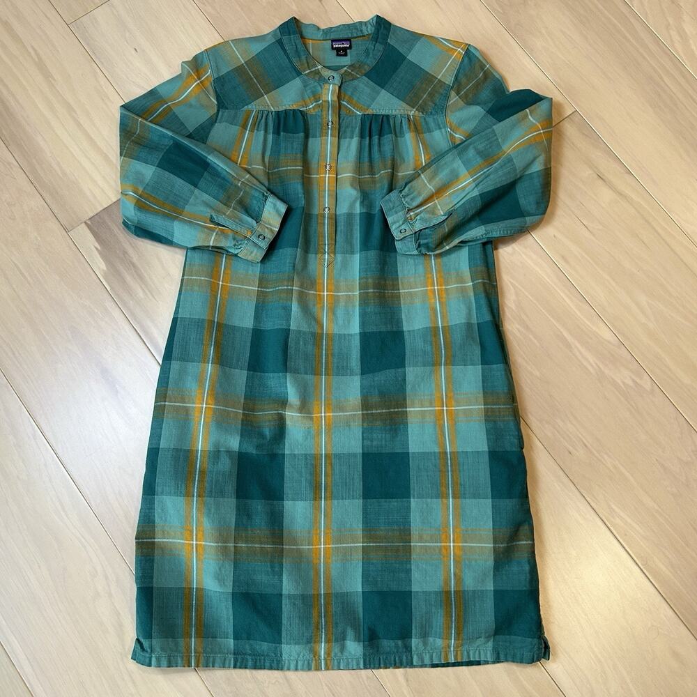 Patagonia Settler’s Dress In Green Plaid Women’s 6